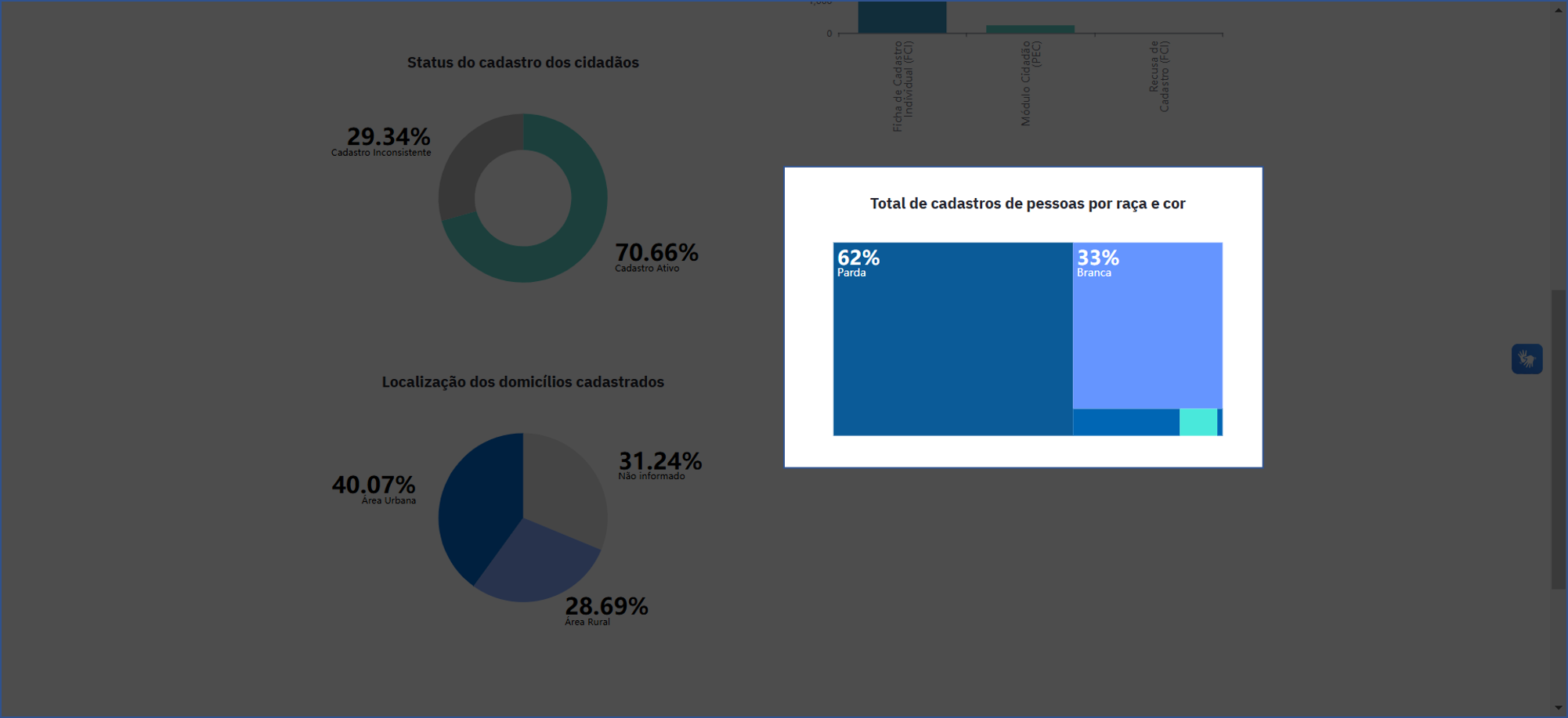 Total de cadastros de pessoas por raça e cor