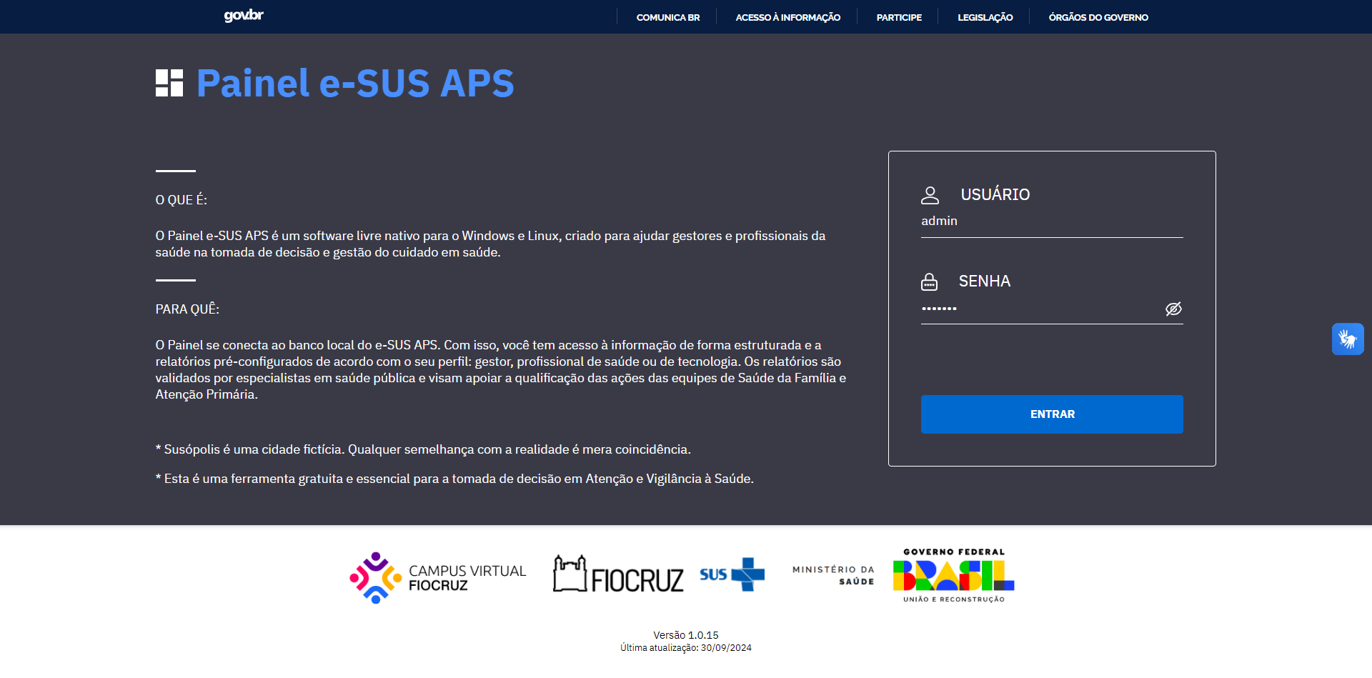 Figura 21 – Tela de acesso ao Painel e-SUS APS